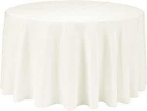UNIQUE TABLEWARE Polyester Round Tablecloth Ivory 120"