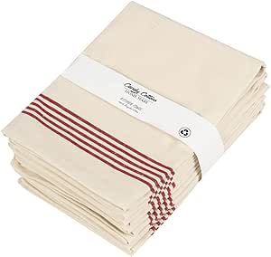 Candy Cottons Kitchen Towels Set of 6, Cotton Dish Towel, Soft Dishcloth Sets for Washing & Drying Dishes, Absorbent Tea Towels, Hand 18x28, Climate Friendly Cloth Made from Recycled Cotton, Red