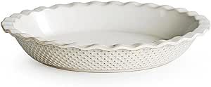 getstar Ceramic Pie Pan, 9 inch Pie Dish for Baking, Non-Stick, Oven & Dishwasher Safe, Farmhouse Decor Quiche Baking Dish, Pie Plate, Deep Dish Pie Pan (Embossed Dots)