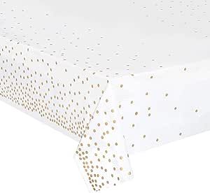 hapray 4 Pack Plastic Tablecloths for Rectangle Tables, Waterproof Disposable Party Table Cloths with Gold Dot, Rectangular Table Covers for Decorations, Baby Shower, Birthday, Wedding, 54” x 108”