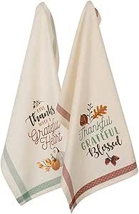 DII Fall Kitchen Towels for Kitchen Decorative Cotton Dish Towel Set, 18x28, Grateful Heart, 2 Count
