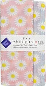 Shirayuki Japanese Tea Towel, Reversible KYO-YUZEN Dyeing. Made Layered Fine Mesh Cloth. Multipurpose Fabric. Made in Japan (Pink & Gray, Margaret)