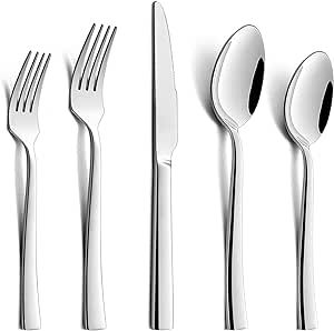 60-Piece Silverware Set, Stainless Steel Flatware Set for 12, Food-Grade Tableware Cutlery Set, Utensil Sets for Home Restaurant, Mirror Finish, Dishwasher Safe