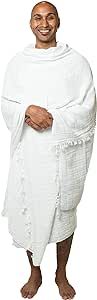 Ihram Towel - 2-Piece Islamic Men's Towel - Soft Cotton Ihram Ahram Ehram Towel - Absorbent Ritual Towel - Hygienic Pilgrimage Towel - Comfortable Hajj Towels - Lightweight Umrah Essentials – White