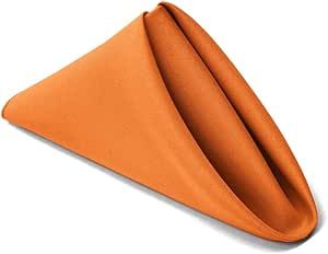 TableLinensforLess 17x17 Inch Polyester Cloth Napkins, Set of 6 (Pumpkin Orange)