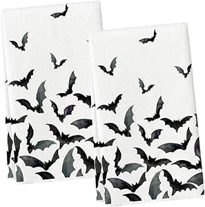 Artoid Mode Bats Halloween Kitchen Towels Dish Towels, 18x26 Inch Seasonal Decoration Hand Towels Set of 2