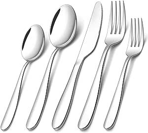 40-piece Silverware Set for 8, Stainless Steel Flatware Cutlery Set, Kitchen Utensil Tableware sets Include Spoon, Fork & Knife for Home, Dishwasher Safe