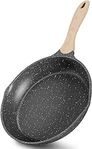 JEETEE 8 Inch Nonstick Frying Pan, Stone Coating Cookware, Nonstick Omelette Pan with Heat-Resistant Handle, Induction Skillet for Eggs (Grey)