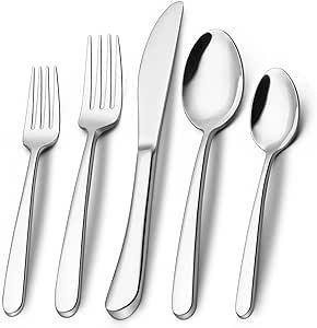 40-Piece Silverware Set, Heavy Duty Stainless Steel Flatware Set for 8, Food-Grade Tableware Cutlery Set, Utensil Sets for Home Restaurant, Mirror Finish, Dishwasher Safe