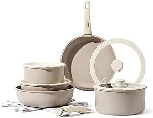 CAROTE 15pcs Pots and Pans Set, Nonstick Cookware Set Detachable Handle, Induction Kitchen Cookware Sets Non Stick with Removable Handle, RV Cookware Set, Dishwasher/Oven Safe