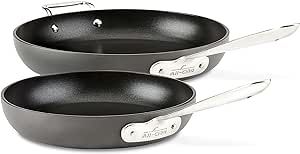 All-Clad HA1 Hard Anodized Nonstick 2 Piece Fry Pan Set 10, 12 Inch Induction Pots and Pans, Cookware Black