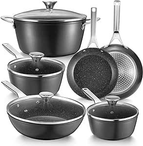 Induction Cookware Set, Fadware Pots and Pans Set Nonstick, Dishwasher Safe Pan Sets for Cooking, Utensils Set w/Frying Pans, Saucepans & Stockpot, Kitchen Essentials for New Home