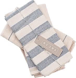 MEEMA Kitchen Towels and Dishcloths, Ecofriendly Upcycled Cotton Set of 4, Large 20 x 28 in Super Absorbent Premium Weave, Toallas de cocina