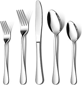 LIANYU 20 Piece Silverware Flatware Cutlery Set, Stainless Steel Utensils Service for 4, Include Knife Fork Spoon, Mirror Polished, Dishwasher Safe