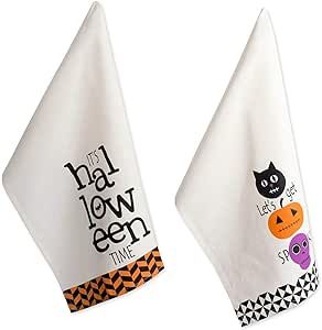 DII Halloween Kitchen Collection Printed Dishtowel Set, 18x28, Let's Get Spooky, 2 Piece
