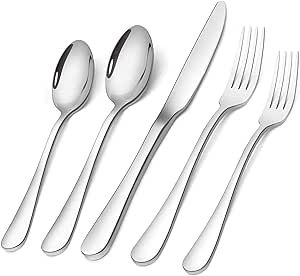 Silverware Set,SHARECOOK 20-Piece Stainless Steel Flatware Set,Kitchen Utensil Set Service for 4,Tableware Cutlery Set for Home and Restaurant, Dishwasher Safe