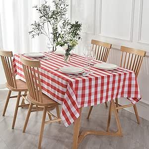 maxmill Checkered Tablecloth Stain Resistant Waterproof and Wrinkle Resistant Washable Heavy Weight Table Cloth Gingham for Dining Room and Outdoor Use, Rectangle 60 x 120 Inch Red and White