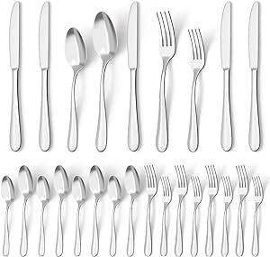Moretoes 20Pcs Silverware Set for 4, Stainless Steel Cutlery Set, Mirror Polished Flatware Sets for Home and Restaurant, Include Knife Fork Spoon Set, Dishwasher Safe
