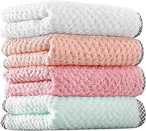Shudyear 4 Pieces Cotton Dish Towels for Kitchen, 30cm x 30cm, Super Soft and Super Absorbent, Reusable