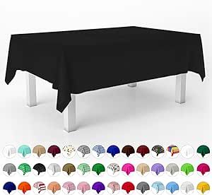 Black 12 Pack Premium Disposable Plastic Tablecloth 54 Inch. x 108 Inch. Decorative Rectangle Table Cover By Grandipity