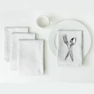 Benson Mills Textured Fabric Napkin, for Everyday Home Dining, Parties, Weddings & Holiday Napkins (18" x 18" Napkin Set of 4, White)