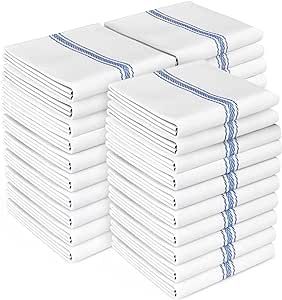 Zeppoli Classic Dish Towels - 30 Pack - 14" by 25" - 100% Cotton Kitchen Towels - Reusable Bulk Cleaning Cloths - Blue Hand Towels - Super Absorbent - Machine Washable