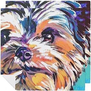 Yorkshire Terrier Painting Printed Cloth Napkins Reusable Dinner Tablecloth for Restaurant Wedding Party 19 X 19 Inch