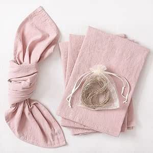 Socomi Cotton Linen Napkins Bulk 17"x17" Stonewashed Cloth Dinner Napkins Rustic Thick Table Napkins for Fall Thanksgiving Christmas Party Wedding Decoration (Set of 4, Dusty Pink)