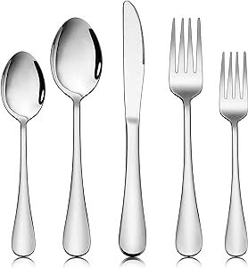 Homikit 30-Piece Silverware Flatware Set for 6, Stainless Steel Eating Utensils Cutlery Includes Knives/Spoons/Forks, Tableware for Home Restaurant Party, Dishwasher Safe, Mirror Polished