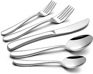 Homikit 40-Piece Heavy Duty Silverware Set, Stainless Steel Flatware Cutlery for 8, Heavy Weight Eating Utensils, Fancy Thick Metal Tableware Include Fork Spoon Knife, Mirror Polish, Dishwasher Safe
