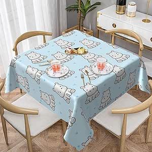 HWRQIWL Cute Hippo Tablecloth Table Cover Party Decorative for Winter Holiday Kitchen Party Indoor and Outdoor