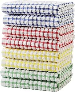Oeleky Dish Towels for Kitchen 15x26 Inches, Pack of 8 Cotton Kitchen Towels for Drying Dishes, Absorbent Bar Mop Towels (Multi, 15x26 inches)