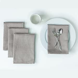 Benson Mills Textured Fabric Napkin, for Everyday Home Dining, Parties, Weddings & Holiday Napkins (18" x 18" Napkin Set of 4, Grey)