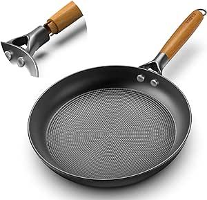 imarku Non Stick Frying Pans - 10inch Frying Pan Nonstick with Detachable Wooden Handle, Egg Pan Omelette Honeycomb Cast Iron Skillet Pan, Dishwasher Safe, Oven Safe To 500°F Pans For Cooking