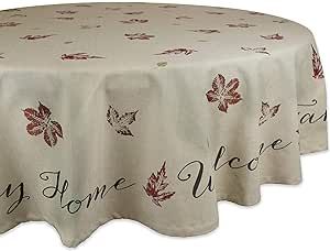 DII Rustic Autumn Leaves Kitchen Collection Thanksgiving & Fall Table Decor, Tablecloth, 70" Round