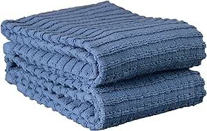 Ritz Royale Collection 100% Combed Terry Cotton, Highly Absorbent, Oversized, Kitchen Towel Set, 28" x 18", 2-Pack, Solid Federal Blue