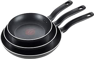 T-fal Specialty Nonstick 3 Piece Fry Pan Set 8, 9.5, 11 Inch Cookware, Pots and Pans, Dishwasher Safe Black