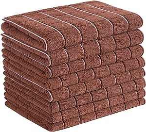 Microfiber Dish Towels - Soft, Super Absorbent and Lint Free Kitchen Towels - 8 Pack (Lattice Designed Brown Colors) - 26 x 18 Inch