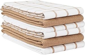 LANE LINEN Kitchen Towels Set - Pack of 6 Cotton Dish Towels for Drying Dishes, 18”x 28”, Kitchen Hand Towels, Tea Towels, Premium Dish Towels for Kitchen, Quick Drying Kitchen Towel Set - Beige