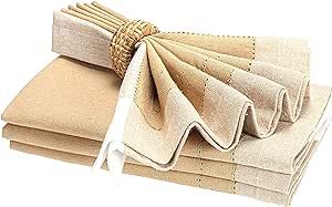 HOMIDATE Set of 4 Cloth Napkin in Cotton - 20x20 Double Hemstitched Light Beige - Perfect for Wedding, Dinner, Parties and Table Decorations