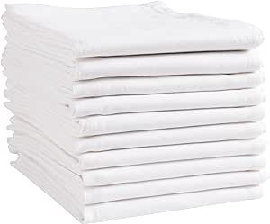 KAF Home White Kitchen Towels, 10 Pack, 100% Cotton - 20 x 30, Soft and Functional Multi-Purpose, Baking, Cooking, Cleaning, Printing, Monogramming, and Embroidery (Plain Weave)