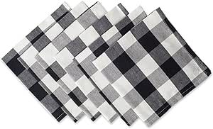 DII Buffalo Check Collection, Classic Farmhouse Tabletop Set, Napkin Set, 20x20, Black & White, 6 Piece