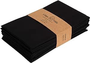 Urban Villa Kitchen Towels Premium Quality 100% Cotton Solid Kitchen Towels Set of 6 Ultra Soft Size 20X30 Inches Black Color Kitchen Towel Highly Absorbent Kitchen Towels