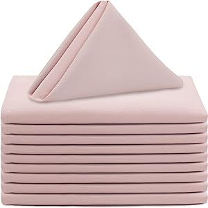 Your Chair Covers - 20 Inch Square Premium Polyester Cloth Napkins. Oversized, Double Folded and Hemmed Table Napkins for Restaurant, Bistro, Wedding - (Blush) (Pack of 10)