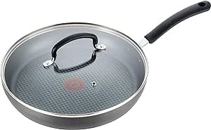 T-fal Ultimate Hard Anodized Nonstick Fry Pan with Lid 10 Inch Cookware, Pots and Pans, Dishwasher Safe Grey