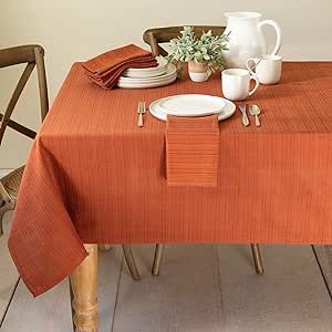 Benson Mills Textured Fabric Table Cloth, Fall, Harvest, and Thanksgiving Tablecloth (60" x 120" Rectangular, Bison/Rust/Burnt Orange)