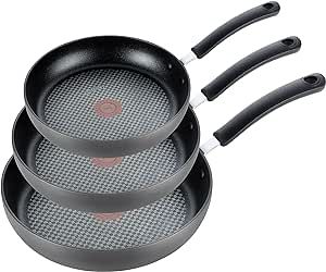 T-fal Ultimate Hard Anodized Nonstick Fry Pan Set 8, 10.25, 12 Inch Cookware, Pots and Pans, Dishwasher Safe Black