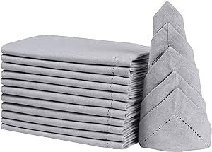 Everyday Cloth Dinner Napkins, Cloth Napkins, Cotton Cloth Wedding Cocktail Napkins for Daily Use & Events, Mitered Corners & Generous Hem, Machine Washable - 18x18 Inch 12 Pack - Ash Grey