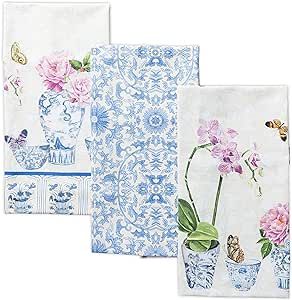 Maison d' Hermine Dish Cloth 100% Cotton Set of 3 Quick Drying Dish Towels for Gifts, Restaurant, Dining, Kitchen, Wedding, Parties & Tea, Canton - Spring/Summer