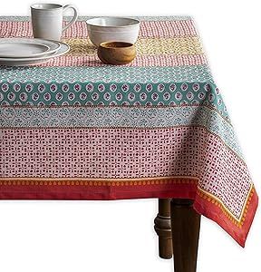Maison d' Hermine Tablecloth 100% Cotton 54"x54" Washable Square Table Cover Decorative Tablecloths for Gifts, Dining, Buffet Parties & Camping, Provence - Spring/Summer
